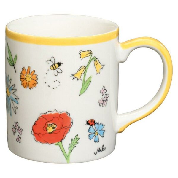 Mila Lovely Flowers Becher - 280 ml - Blümchen Tasse - Henkelbecher - Keramik