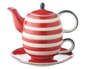 Mila Maritim Tea for one - Teekanne 0,4 L mit Tasse und Untertasse + Geschenkverpackung - Keramik