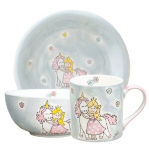 Mila Prinzessin mit Einhorn Sammler Set - Becher + Teller + Kinderschale 5555233