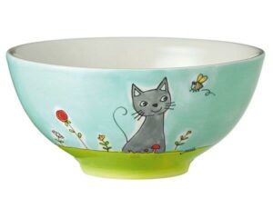 Mila Schale Katze in Blumenwiese- Müslischale - Keramik Geschirr