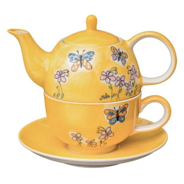 Mila Schmetterlinge Tea for one - Teekanne 0,4 L mit Tasse und Untertasse + Geschenkverpackung 992261