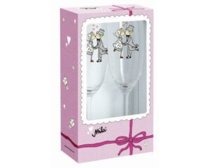 Mila Sektgläser Just married Kuss Hochzeitsset - 2er Set im Geschenkkarton