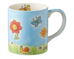 Mila Sommerblumen Becher - 280 ml - Tasse - Henkelbecher - Keramik - Blumenwiese Becher