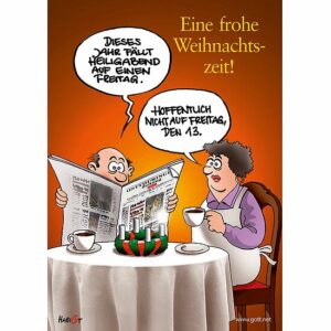 Mini Doppelkärtchen Zeitung - eine Comic Karikatur zur Weihnachtszeit