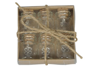 Mini Glücksbringer Geschenke - 6 x Kleeblatt im Glas - Silvestergeschenk