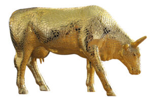 CowParade Mira Moo Gold large - Goldene Mosaik Kuh