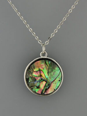 Muschelanhänger Rund Muschelkette grün blau - perlmutt