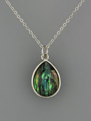 Muschelanhänger Tropfen Muschelkette grün blau - perlmutt