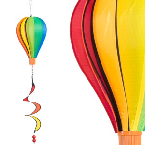 Windspiel Heißluftballon MICRO BALLOON Regenbogen -Twist Rainbow, kugelgelagerte Aufhängung