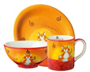 Mila Sammler Set Ommhh Katze – Yoga Katze - Becher + Teller + Schale