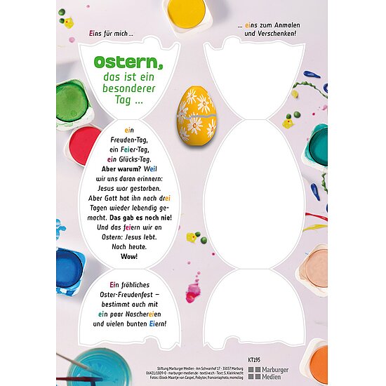 Mein Ostereier-Bastelbogen - Osterbotschaft - Osterei zum Ausmalen – Bild 3