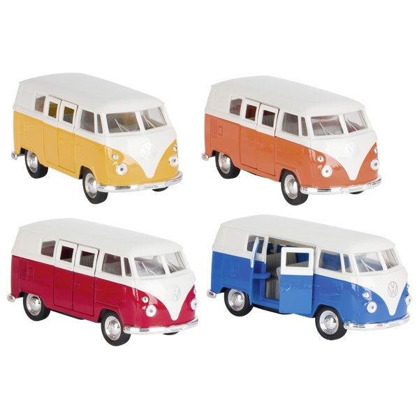 Welly Modellauto Volkswagen T1 Bus (1963), Spritzguss 1:37, 11,5cm mit Rückzugmotor