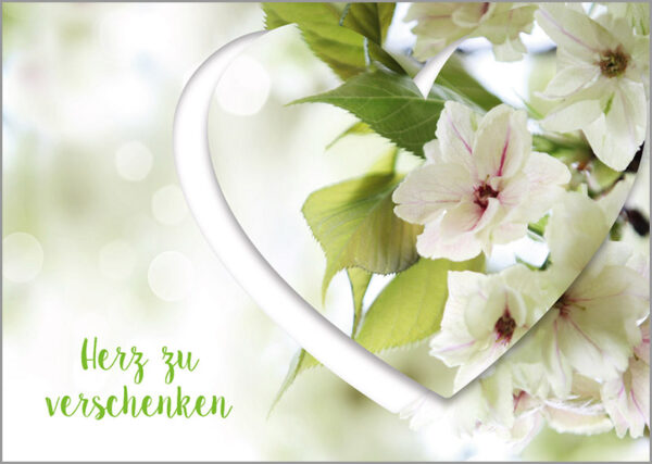 Postkarte Herz zu verschenken - Blumenkarte mit ausgestanztem Herz