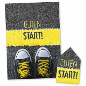 Fotokarte Guten Start - Effektkarte mit Schuhmotiv PK227