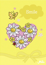 Postkarte Mila Design Smile - Herz und Gänseblümchen Karte