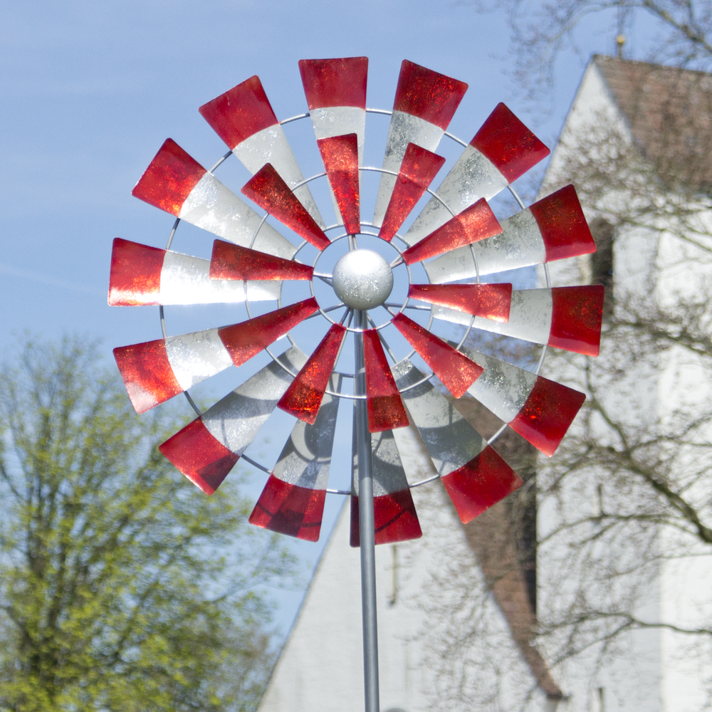 Metall Windrad Spinner 66cm XXL Windspiel mit 2 Windrädern