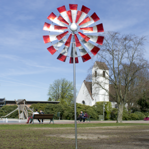Metall Windrad Spinner 66cm XXL Windspiel mit 2 Windrädern