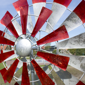 Metall Windrad Kinetic Spinner 66cm - XXL Windspiel mit 2 Windrädern