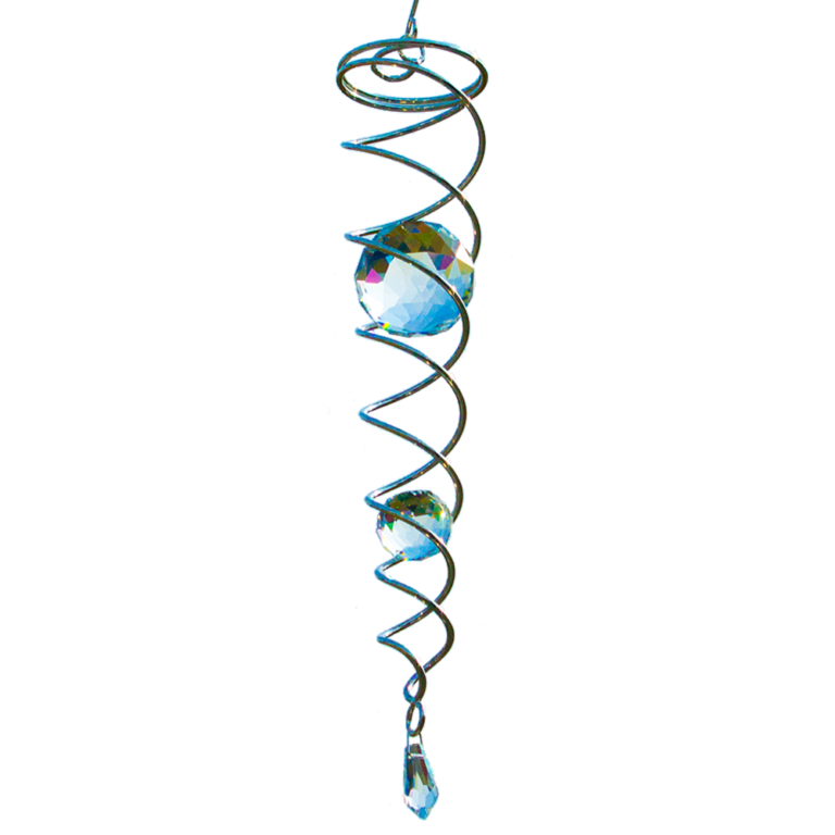 Windspiel Spirale Twister Drehspirale 28x6+7 cm inkl Haken mit  Glaskugel 839p 