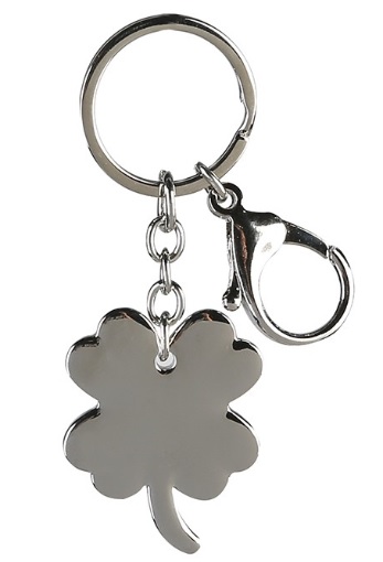 Glücksbringer Schlüsselanhänger KLEEBLATT Relief Emblem mit zwei Schlüsselringen 