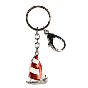 Schlüsselanhänger rotes Segelboot - Boot aus Metall - Schlüsselring