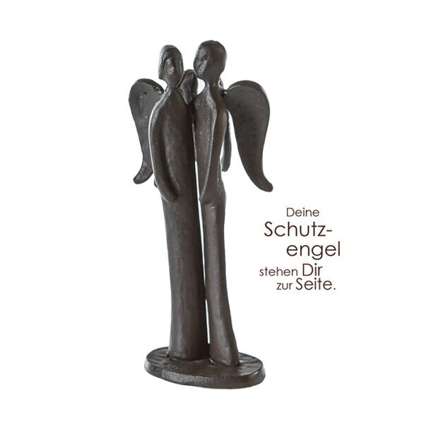 Schutzengel Skulptur – Eisen Engel Design Figur Guardians – 2 Schutzengel – Engelsfigur mit Zitatanhänger