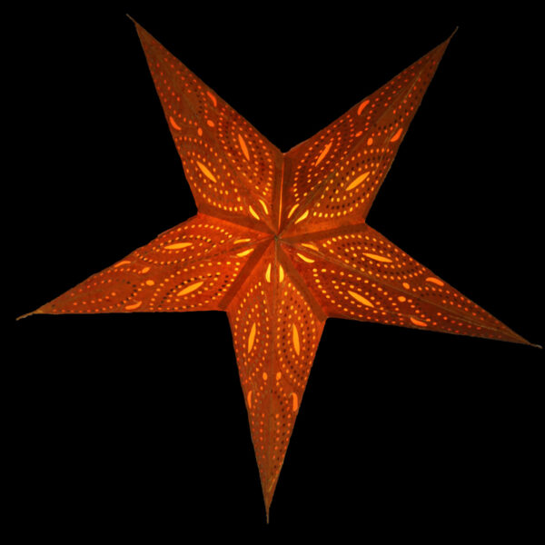 Siddharta Batik Glitter orange Papiersterne aus besticktem Batikpapier - Leuchtsterne 60 cm