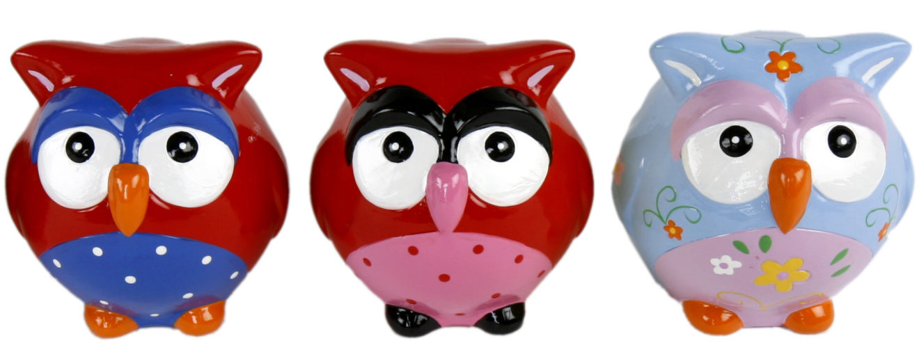 Spardose Eule lustige Sparbüchse aus Keramik Traumflug Online Shop