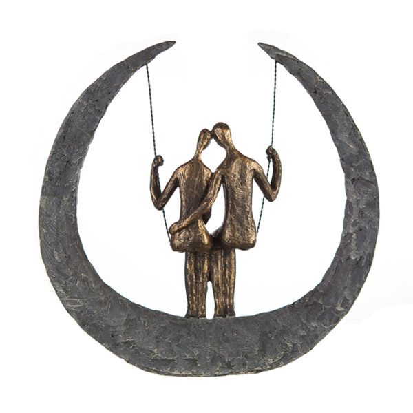Swing Skulptur Paar auf Schaukel - 30 cm mit Spruchanhänger – Bild 6