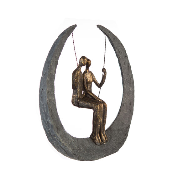 Swing Skulptur Paar auf Schaukel - 30 cm mit Spruchanhänger – Bild 4