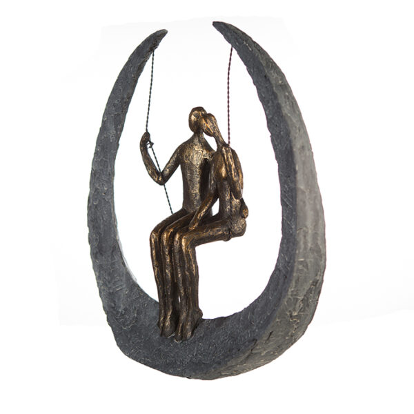 Swing Skulptur Paar auf Schaukel - 30 cm mit Spruchanhänger – Bild 5