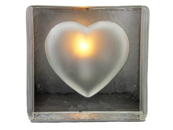 Tischleuchte Glas Herz – Tischlampe Stone heart – Lampe Stein Herz – Nachtischlampe – Bodenleuchte – Dekoleuchte – Liebeslicht - Frontal