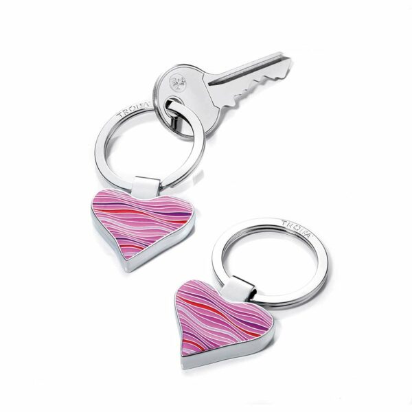 Troika Wavy Heart - Herz Schlüsselanhänger Pink gestreift – Bild 2
