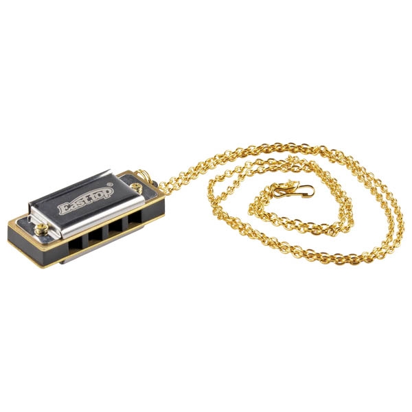 Mini-Mundharmonika mit Kette - Mini Musikinstrument aus Metall