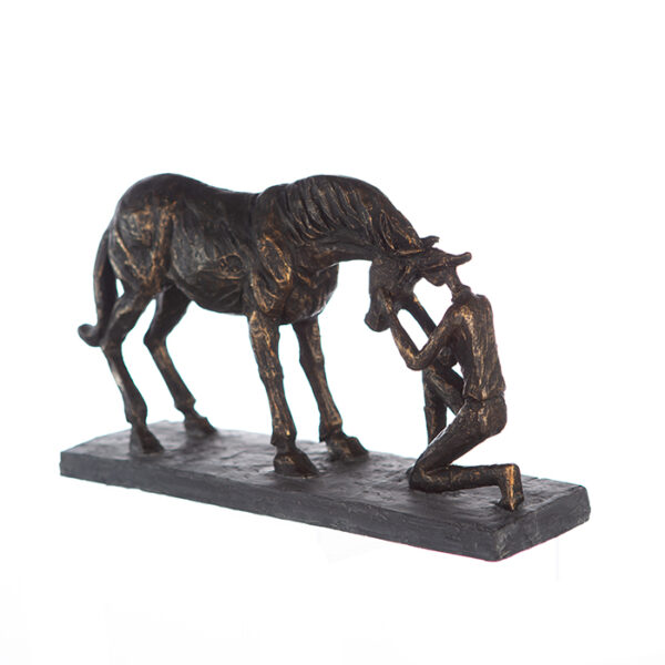 Verständnis Skulptur Pferd mit Reiterin - mit Spruchanhänger auf Sockel, 19 x 32 cm – Bild 4