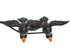 Vogel Windspiel Legoh – buntes Vogelpaar mit Glaskugel – Metall Balancer Gartenstecker ArtFerro -blau