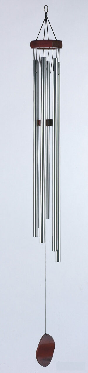 Wind Klangspiel mit 6 Klangröhren, silber/mahagoni, Länge 77cm