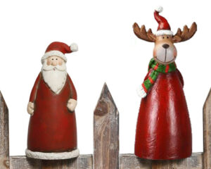 Weihnachtliche Zaunhocker - Weihnachtsmann Zaunfigur Elch