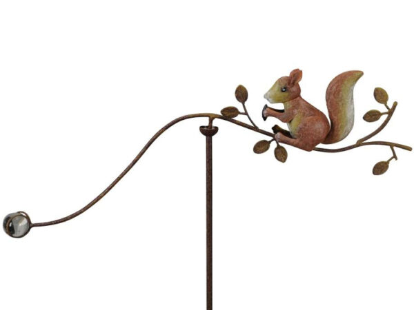 Windspiel Eichhörnchen Balancer - Gartenpendel Eichhörnchen mit Glaskugel