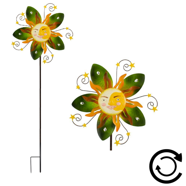 Windspiel Sonne - Mondgesicht - Sunface SUMMER Windrad Gartenobjekt Blume
