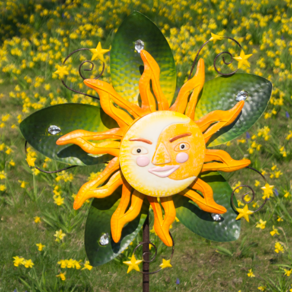 Windspiel Sonne - Mondgesicht - Sunface SUMMER Windrad Gartenobjekt Blume