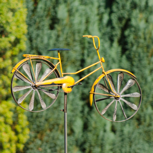 Windspiel Damenrad - Gartendeko Windrad Fahrrad Gartenstecker Bicycle gelb