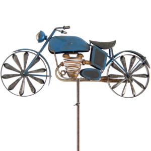 Motorrad Windspiel Motorcycle BLUE Metall Gartenstecker Windrad