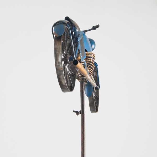 Motorrad Windspiel Motorcycle BLUE Metall Gartenstecker Windrad