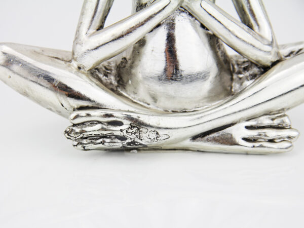 Yoga Frosch Figur silber - Meditation Frosch Skulptur im Lotussitz – Bild 2