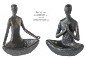 Yoga Skulptur im Lotussitz - Polystone in bronzefarben