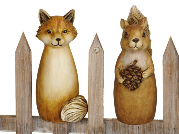 Fuchs + Eichhörnchen Zaunhocker Waldtiere Zaunfigur frostfest - Gartendeko Zaungäste natürliche Optik