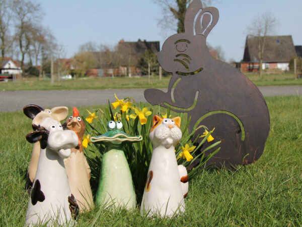 Metall Hase Beetstecker Beeteinfassung Gartenstecker in Rostoptik – Bild 2