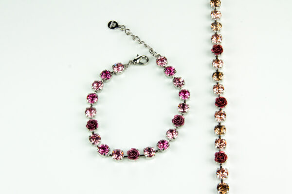 Armband mit Swarovski Kristallen - Rosen, rhodiniert, verschiedene Farbvariationen