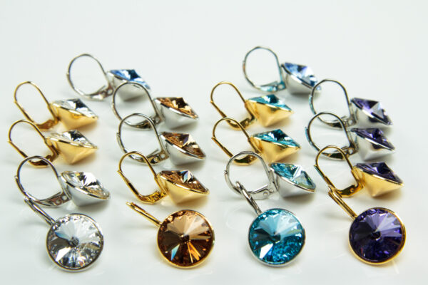 Brisur-Ohrringe - Ohrhänger mit 12 mm Swarovski Kristall - Klappbrisuren